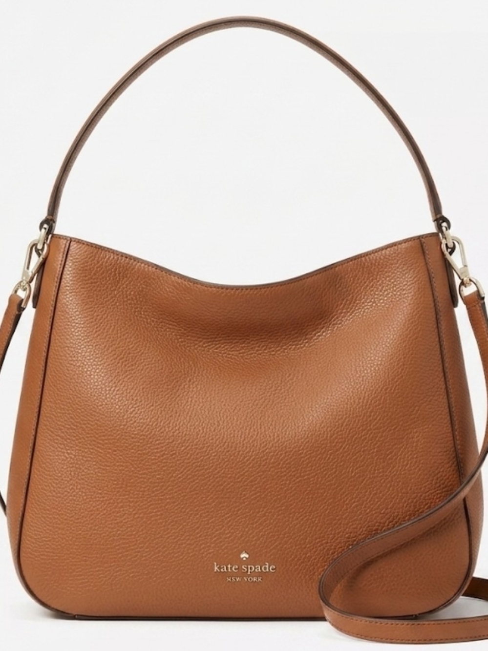 Kate Spade ♠️ Cognac Brown Pebble Leather Shoulder Bag / Crossbody